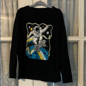 😉Bundle Days😉Boys Astronaut Space Long Sleeved Graphic Tee T-Shirt Black